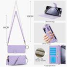 For Samsung Galaxy Z Fold6 Splicing Rhombic Texture Phone Case with Long & Short Lanyard, Not Included Pen(Purple) - 3