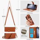 For Samsung Galaxy Z Fold6 Splicing Rhombic Texture Phone Case with Long & Short Lanyard, Not Included Pen(Brown) - 3