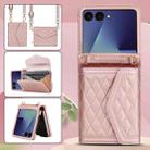 For Samsung Galaxy Z Flip7 5G Splicing Rhombic Texture Phone Case with Long & Short Lanyard, Not Included Pen(Rose Gold) - 2