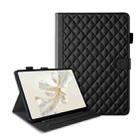 For Honor Pad 9 Rhombus Lattice Leather Tablet Case(Black) - 1