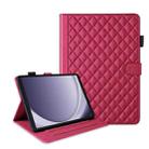 For Samsung Galaxy Tab A9 Rhombus Lattice Leather Tablet Case(Red) - 1