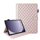 For Samsung Galaxy Tab A9 Rhombus Lattice Leather Tablet Case(Rose Gold) - 1