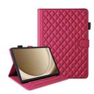 For Samsung Galaxy Tab A9+ Rhombus Lattice Leather Tablet Case(Red) - 1