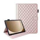 For Samsung Galaxy Tab A9+ Rhombus Lattice Leather Tablet Case(Rose Gold) - 1