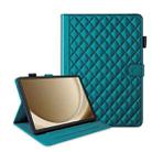 For Samsung Galaxy Tab A9+ Rhombus Lattice Leather Tablet Case(Dark Green) - 1
