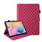 For Samsung Galaxy Tab S6 Lite 2024 Rhombus Lattice Leather Tablet Case(Red) - 1