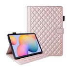 For Samsung Galaxy Tab S6 Lite 2024 Rhombus Lattice Leather Tablet Case(Rose Gold) - 1