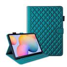 For Samsung Galaxy Tab S6 Lite 2024 Rhombus Lattice Leather Tablet Case(Dark Green) - 1