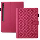 For Samsung Galaxy Tab S9 FE+ / S9+ Rhombus Lattice Leather Tablet Case(Red) - 3