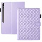 For Samsung Galaxy Tab S9 FE+ / S9+ Rhombus Lattice Leather Tablet Case(Purple) - 3