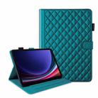For Samsung Galaxy Tab S9 FE+ / S9+ Rhombus Lattice Leather Tablet Case(Dark Green) - 1