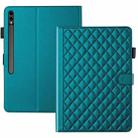 For Samsung Galaxy Tab S9 FE+ / S9+ Rhombus Lattice Leather Tablet Case(Dark Green) - 3