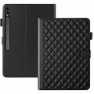 For Samsung Galaxy Tab S9 FE+ / S9+ Rhombus Lattice Leather Tablet Case(Black) - 3