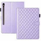 For Samsung Galaxy Tab S9 FE / S9 Rhombus Lattice Leather Tablet Case(Purple) - 3