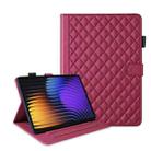 For Xiaomi Pad 7 / 7 Pro Rhombus Lattice Leather Tablet Case(Red) - 1