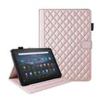 For Amazon Kindle Fire HD10 2023 Rhombus Lattice Leather Tablet Case(Rose Gold) - 1