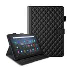 For Amazon Kindle Fire HD10 2023 Rhombus Lattice Leather Tablet Case(Black) - 1