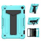 For Amazon Kindle Fire HD 8 2020/Fire 8 Plus T-shaped Bracket Contrast Color Shockproof PC + Silicone Tablet Protective Case(Mint Green+Black) - 1