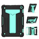 For Amazon Kindle Fire HD 8 2020/Fire 8 Plus T-shaped Bracket Contrast Color Shockproof PC + Silicone Tablet Protective Case(Black+Mint Geen) - 1