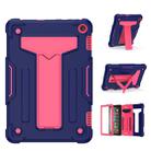 For Amazon Kindle Fire HD 8 2020/Fire 8 Plus T-shaped Bracket Contrast Color Shockproof PC + Silicone Tablet Protective Case(Navy+Rose Red) - 1