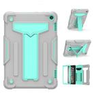For Amazon Kindle Fire HD 8 2020/Fire 8 Plus T-shaped Bracket Contrast Color Shockproof PC + Silicone Tablet Protective Case(Grey+Mint Green) - 1