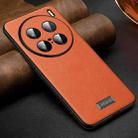 For vivo X100 Ultra SULADA Shockproof TPU + Handmade Leather Phone Case(Orange) - 1