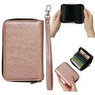 Solid Color 11-cards Zipper Card Bag(Rose Gold) - 1