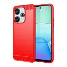 For Xiaomi Poco M6 4G Brushed Texture Carbon Fiber TPU Phone Case(Red) - 1