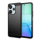 For Xiaomi Poco M6 4G Brushed Texture Carbon Fiber TPU Phone Case(Black) - 1