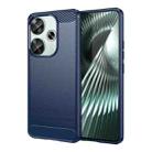 For Xiaomi Poco F6 Carbon Fiber Brushed Texture TPU Phone Case(Blue) - 1