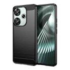 For Xiaomi Poco F6 Carbon Fiber Brushed Texture TPU Phone Case(Black) - 1