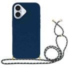 For iPhone 16 Wheat Straw Material + TPU Phone Case with Lanyard(Blue) - 1