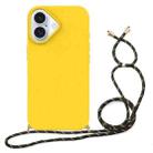 For iPhone 16 Wheat Straw Material + TPU Phone Case with Lanyard(Yellow) - 1