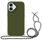 For iPhone 16 Wheat Straw Material + TPU Phone Case with Lanyard(Army Green) - 1