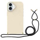 For iPhone 16 Plus Wheat Straw Material + TPU Phone Case with Lanyard(White) - 1