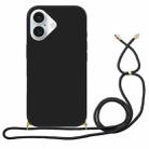 For iPhone 16 Plus Wheat Straw Material + TPU Phone Case with Lanyard(Black) - 1