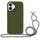 For iPhone 16 Plus Wheat Straw Material + TPU Phone Case with Lanyard(Army Green) - 1