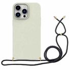 For iPhone 16 Pro Wheat Straw Material + TPU Phone Case with Lanyard(White) - 1