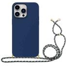 For iPhone 16 Pro Wheat Straw Material + TPU Phone Case with Lanyard(Blue) - 1