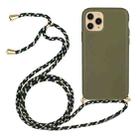 For iPhone 16 Pro Wheat Straw Material + TPU Phone Case with Lanyard(Army Green) - 1