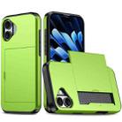 For iPhone 16 Plus Shockproof Armor Phone Case with Card Slot(Green) - 1