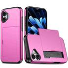 For iPhone 16 Plus Shockproof Armor Phone Case with Card Slot(Rose Red) - 1