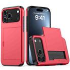 For iPhone 17 Pro Max Shockproof Armor Phone Case with Card Slot(Red) - 1