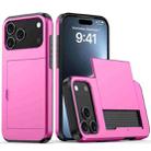 For iPhone 17 Pro Max Shockproof Armor Phone Case with Card Slot(Rose Red) - 1