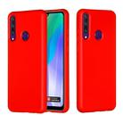 For Huawei Y6p Pure Color Liquid Silicone Shockproof Full Coverage Protective Case(Red) - 1