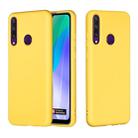 For Huawei Y6p Pure Color Liquid Silicone Shockproof Full Coverage Protective Case(Yellow) - 1