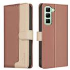 For Infinix Hot 50 5G Color Matching RFID Anti-theft Leather Phone Case(Brown) - 1