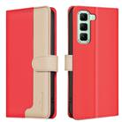 For Infinix Hot 50 4G Color Matching RFID Anti-theft Leather Phone Case(Red) - 1