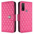 For TCL 20 R 5G Rhombic Texture Flip Leather Phone Case with Lanyard(Rose Red) - 2