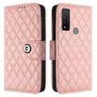 For TCL 20 R 5G Rhombic Texture Flip Leather Phone Case with Lanyard(Coral Pink) - 2